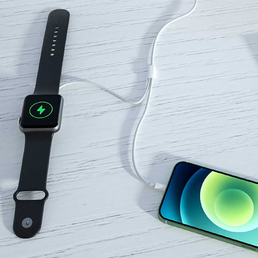 Wiwu M10 2 in 1 Wireless ve Lightning PD Şarj Kablosu Beyaz