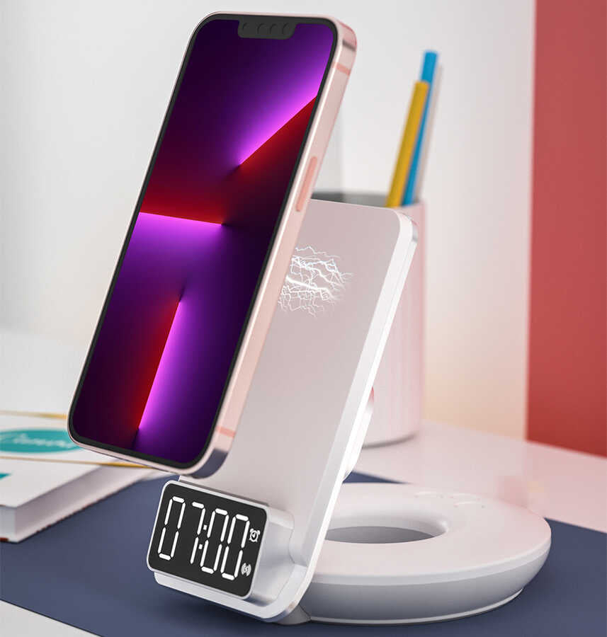 Wiwu M11 4 in 1 Kablosuz Şarj Standı Beyaz