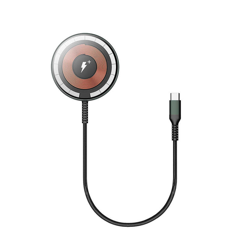 Wiwu M14 Intelligent Wireless Magnetik Şarj Ultra İnce Şeffaf 15W Android iOS Destekli Siyah