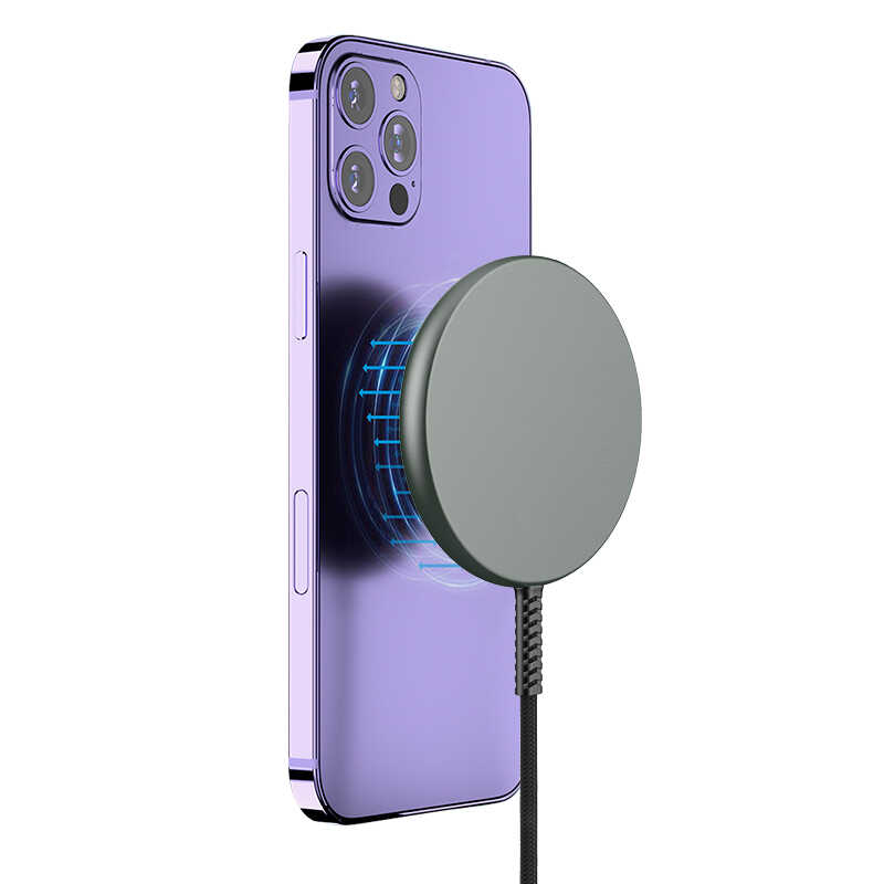 Wiwu M14 Intelligent Wireless Magnetik Şarj Ultra İnce Şeffaf 15W Android iOS Destekli Siyah