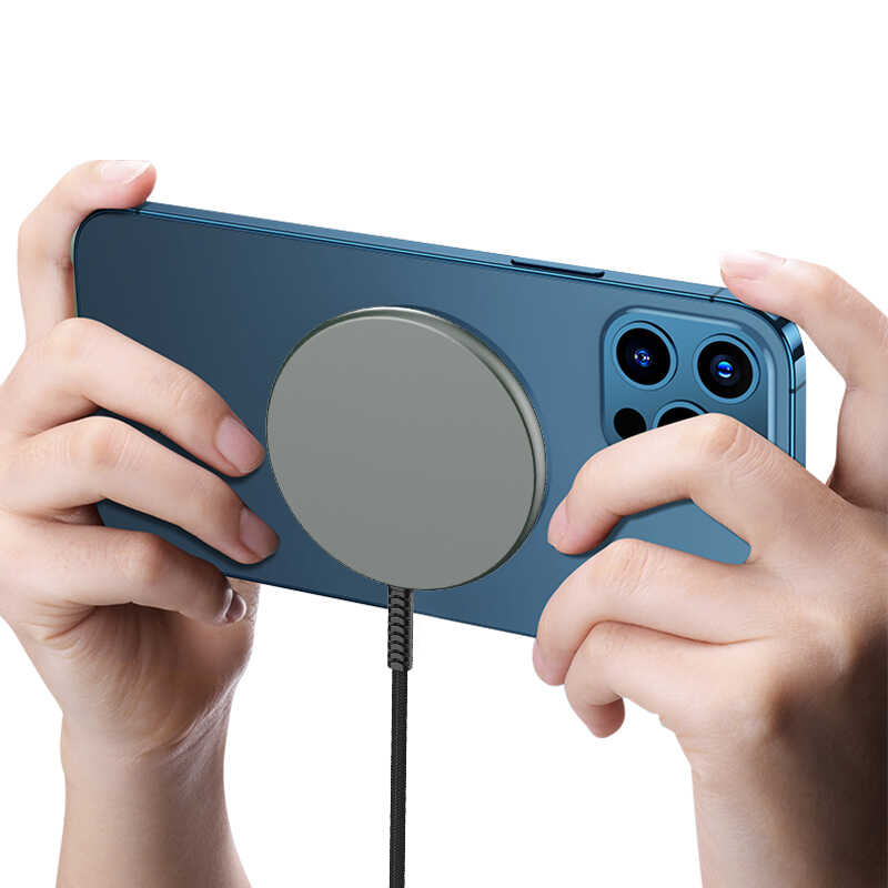 Wiwu M14 Intelligent Wireless Magnetik Şarj Ultra İnce Şeffaf 15W Android iOS Destekli Siyah