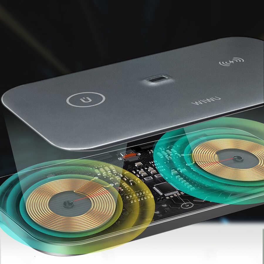 Wiwu M15 Mıknatıslı Kablosuz Şarj Standı 15+15W Max. Gri