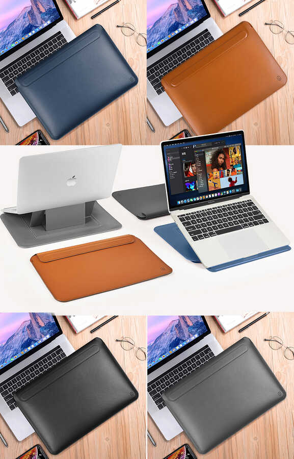 Apple Macbook 13.3' Pro 2020 Wiwu Macbook Skin Pro Portable Stand Kılıf Mavi