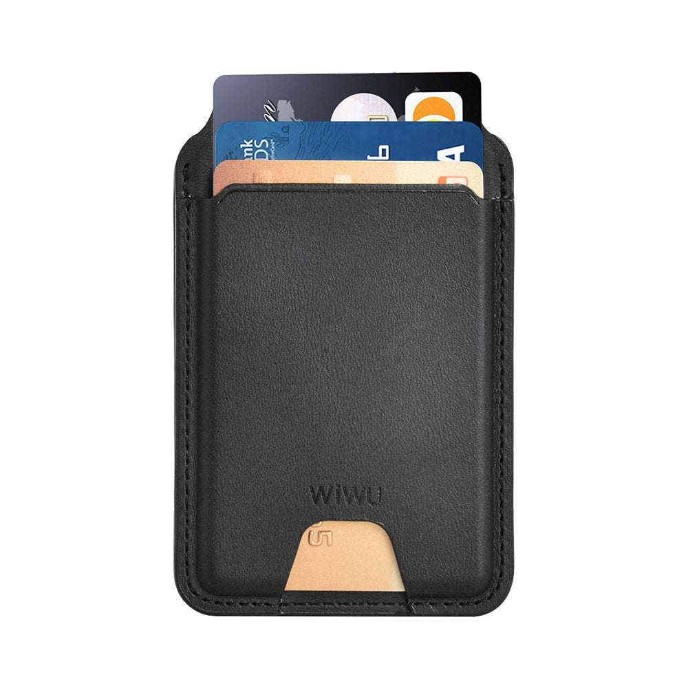 Wiwu MW-005 Magnetik Standlı Kartlık Qi Kablosuz Şarj Uyumlu FindMy Özellikli Mag Wallet Kahverengi
