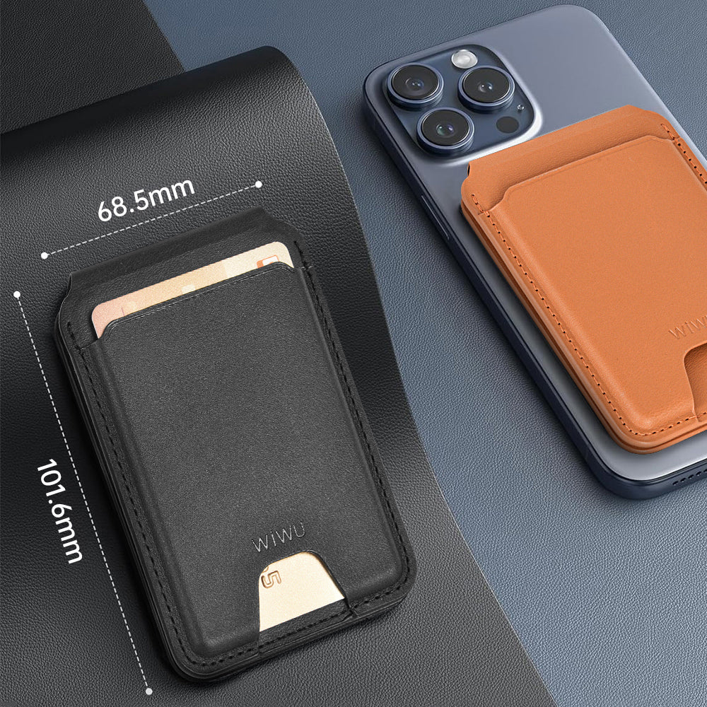 Wiwu MW-005 Magnetik Standlı Kartlık Qi Kablosuz Şarj Uyumlu FindMy Özellikli Mag Wallet Siyah