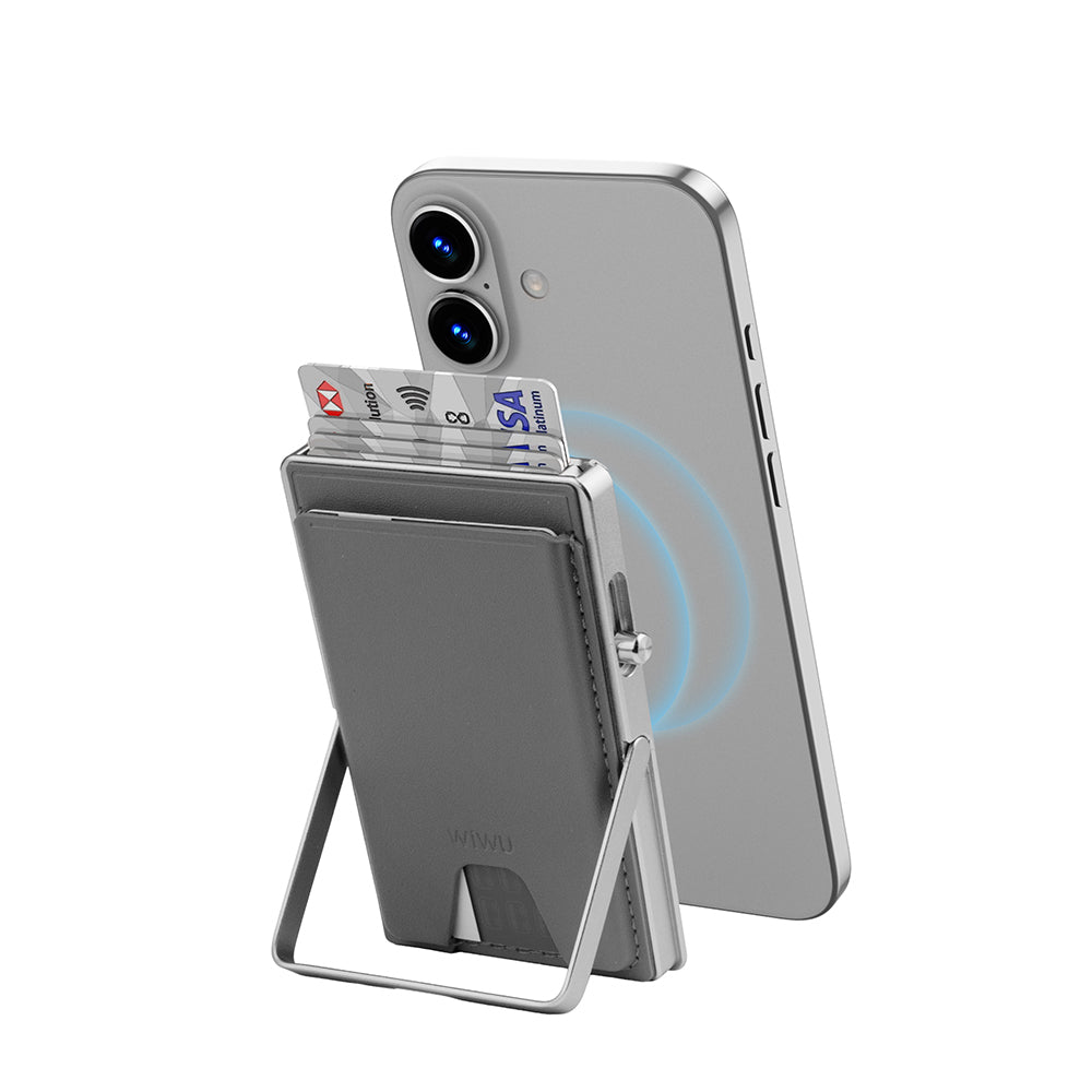 Wiwu MW-006 Tasarımlı 6 Hazneli PU Magnetik Standlı Kartlık Siyah