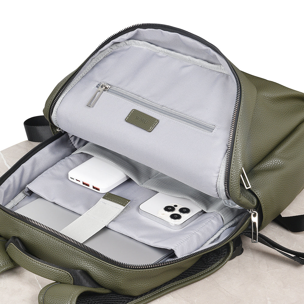 Wiwu Osun Serisi Metal Logolu PU Deri Laptop Sırt Çantası Yeşil