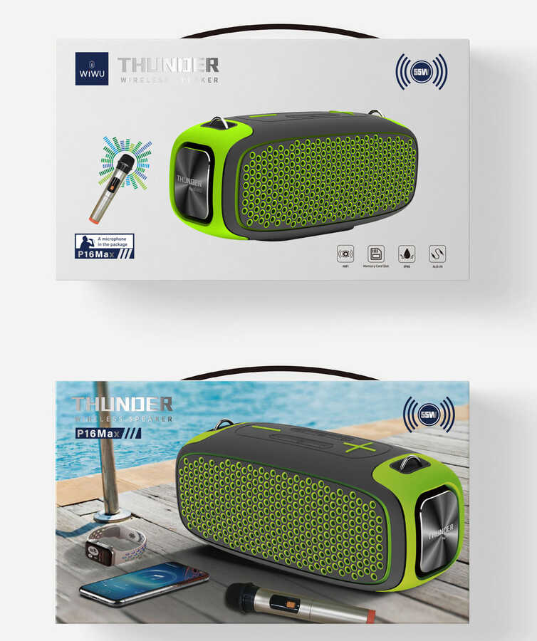 Wiwu P16 Max Bluetooth Speaker Hoparlör Yeşil