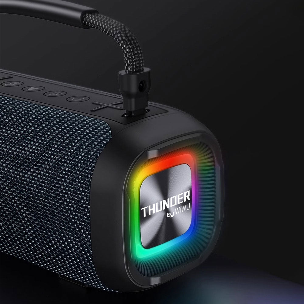 Wiwu P17 Çift Mikrofonlu Thunder Bluetooth Speaker Hoparlör TF Card/Flash Disk Suya Dayanıklı V5.3 Lacivert