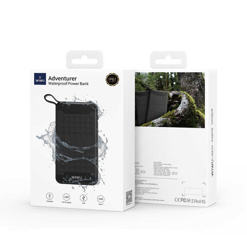 Wiwu PC905 10000 Mah Waterproof Adventurer Suya Dayanıklı Powerbank Siyah