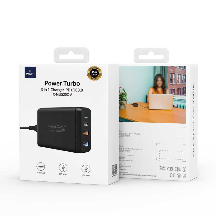 Wiwu PD Power Turbo TX-MU520C-A Universal Şarj Adaptörü Siyah