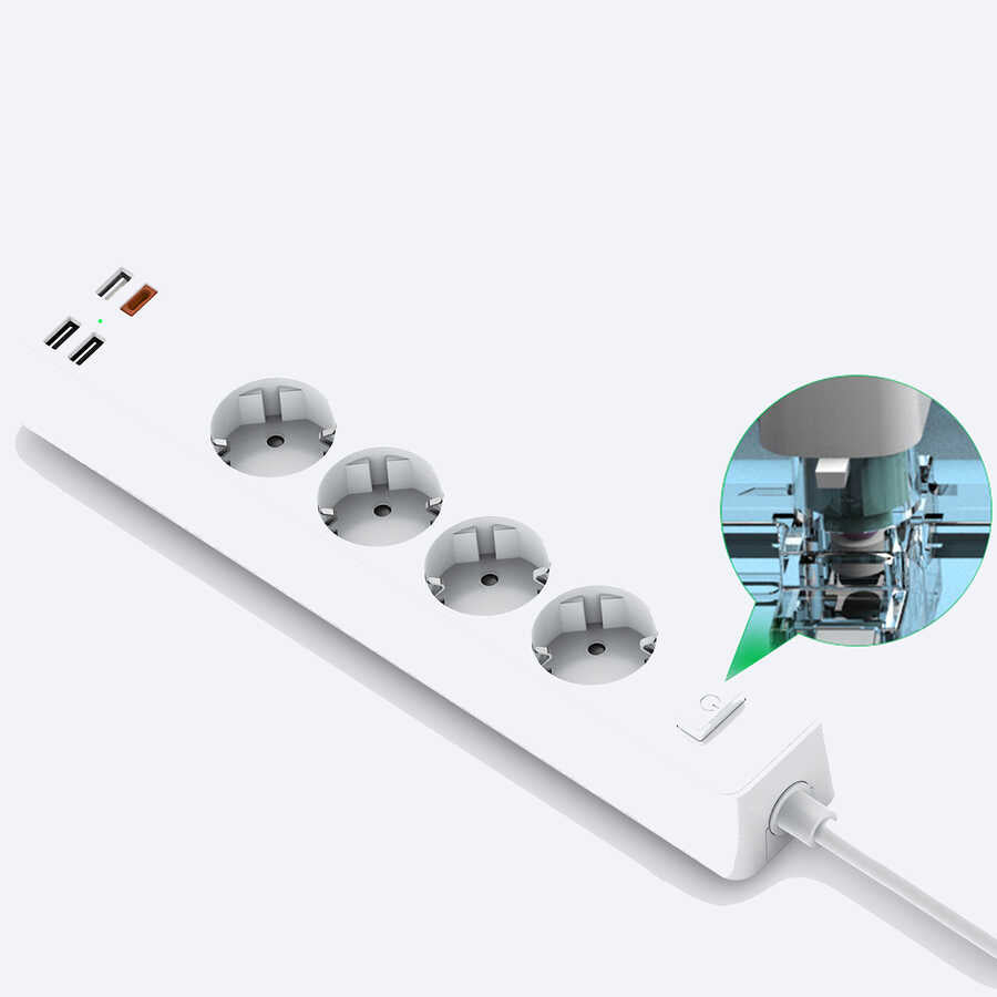 Wiwu PD20W U01EU Power Strip Çoklu Priz 160 cm Beyaz
