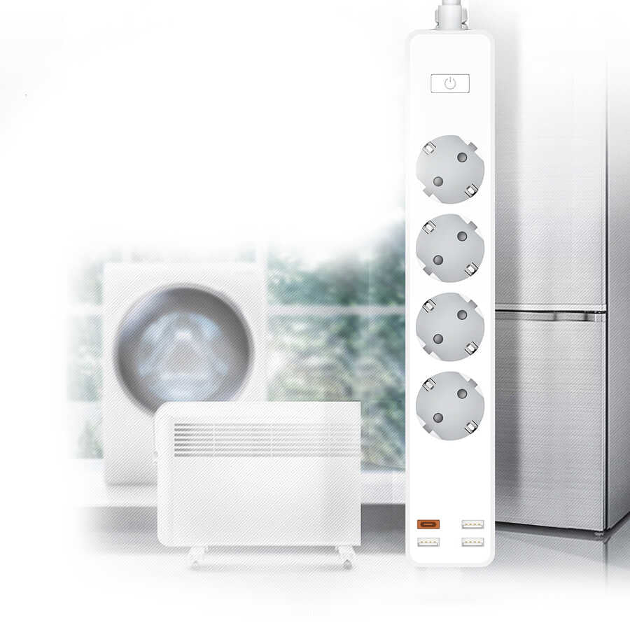 Wiwu PD20W U01EU Power Strip Çoklu Priz 160 cm Siyah