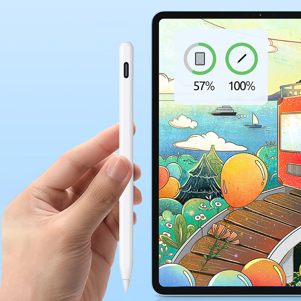 Wiwu Pencil A03 Kablosuz Şarj Özellikli Avuç İçi Reddi (Palm Rejection) ve Eğim Hassasiyeti Özellikli Dokunmatik Kalem Beyaz