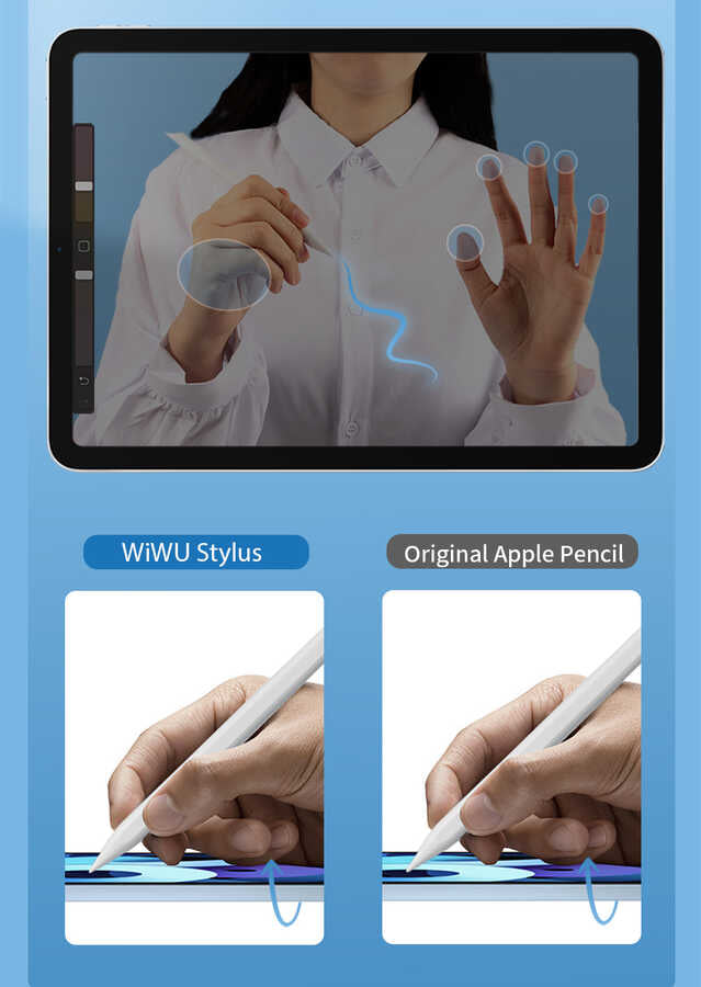 Wiwu Pencil L Dokunmatik Kalem Palm-Rejection Eğim Özellikli Çizim Kalemi Beyaz