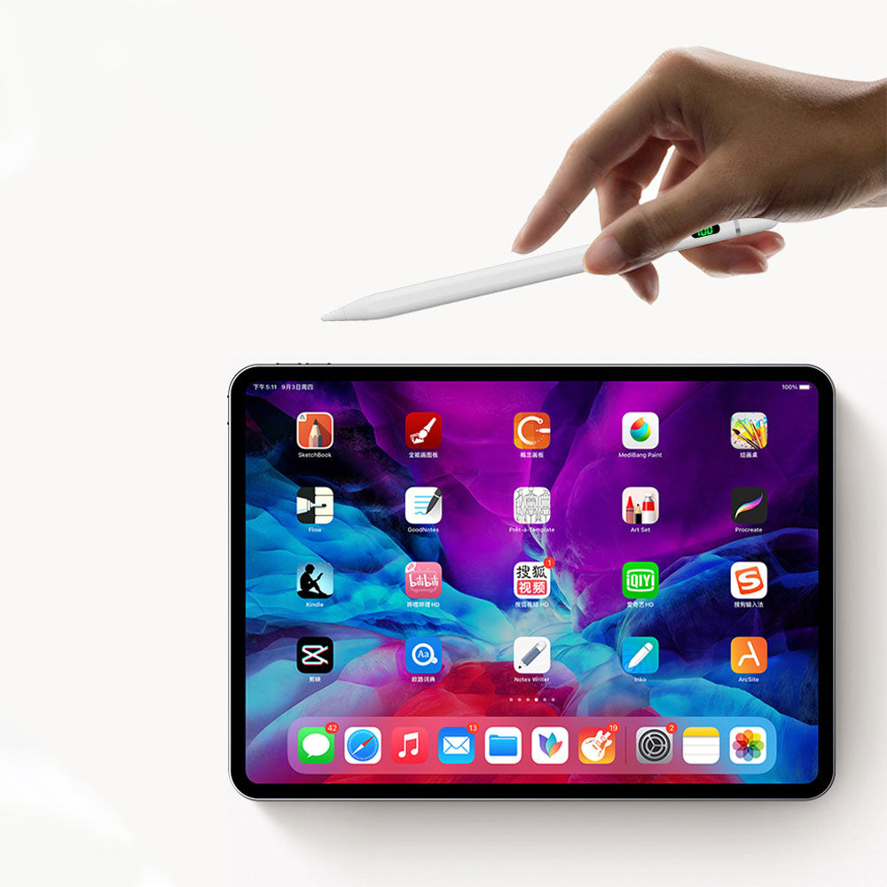 Wiwu Pencil L Pro Dijital Led Göstergeli Dokunmatik Kalem Palm-Rejection Eğim Özellikli Çizim Kalemi Beyaz