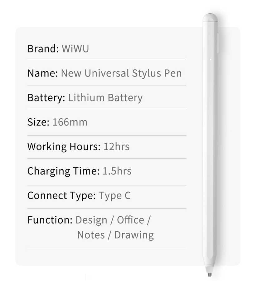 Wiwu Pencil Max Dokunmatik Çizim Kalemi Beyaz
