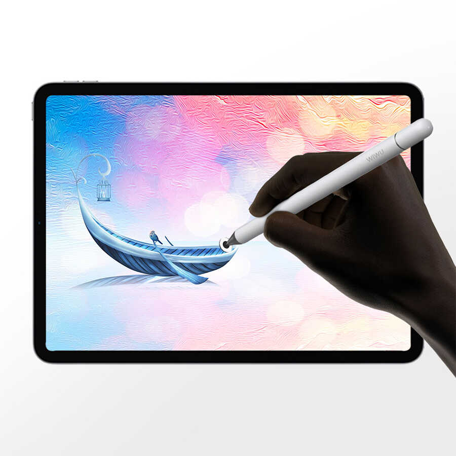 Wiwu Pencil Passive Stylus 2 in 1 Dokunmatik Çizim Kalemi Beyaz