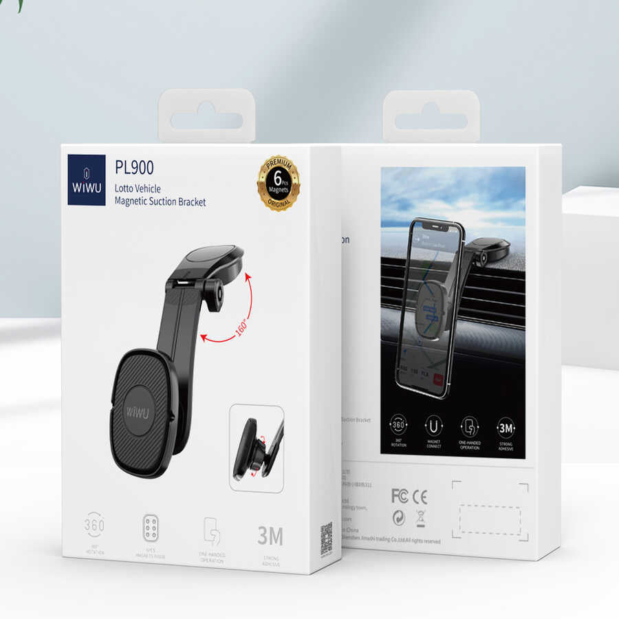 Wiwu PL900 Lotto Magnetik Araç Telefon Tutucu Siyah