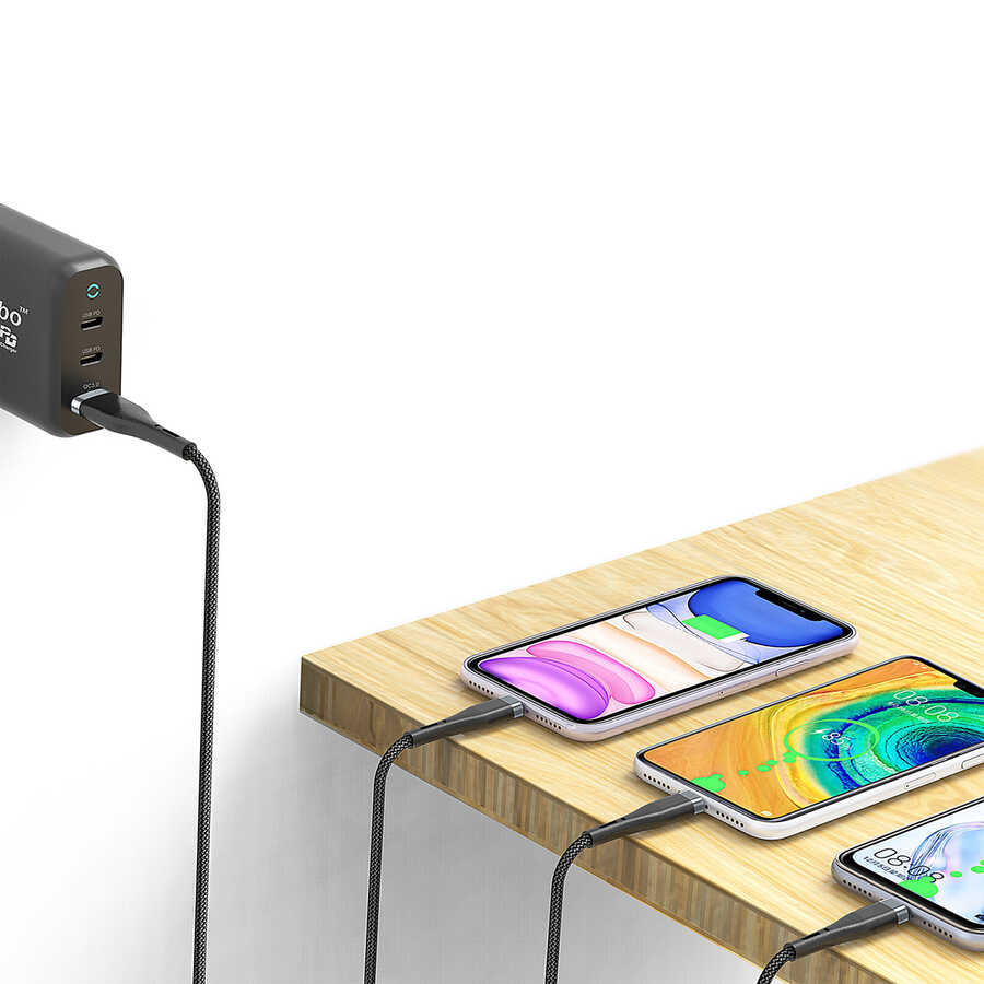 Wiwu Platinum Serisi PT05 3 in 1 Kablo 1.2M Siyah