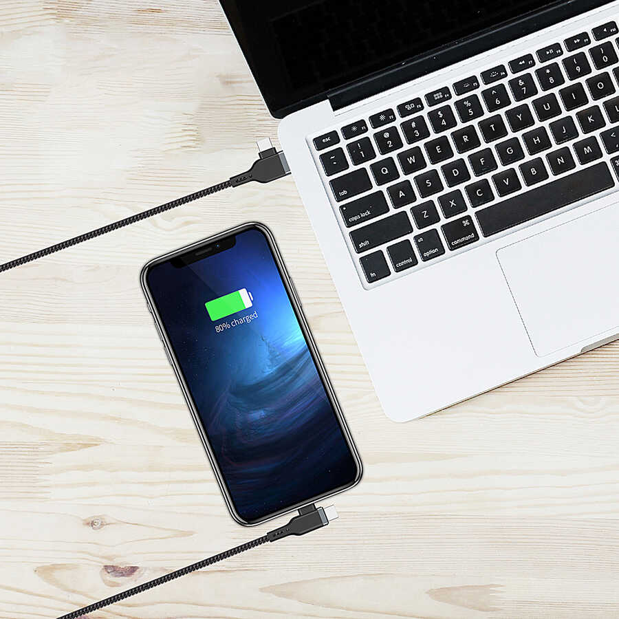 Wiwu Platinum Serisi PT06 4 in 1 Kablo 0.3M Siyah