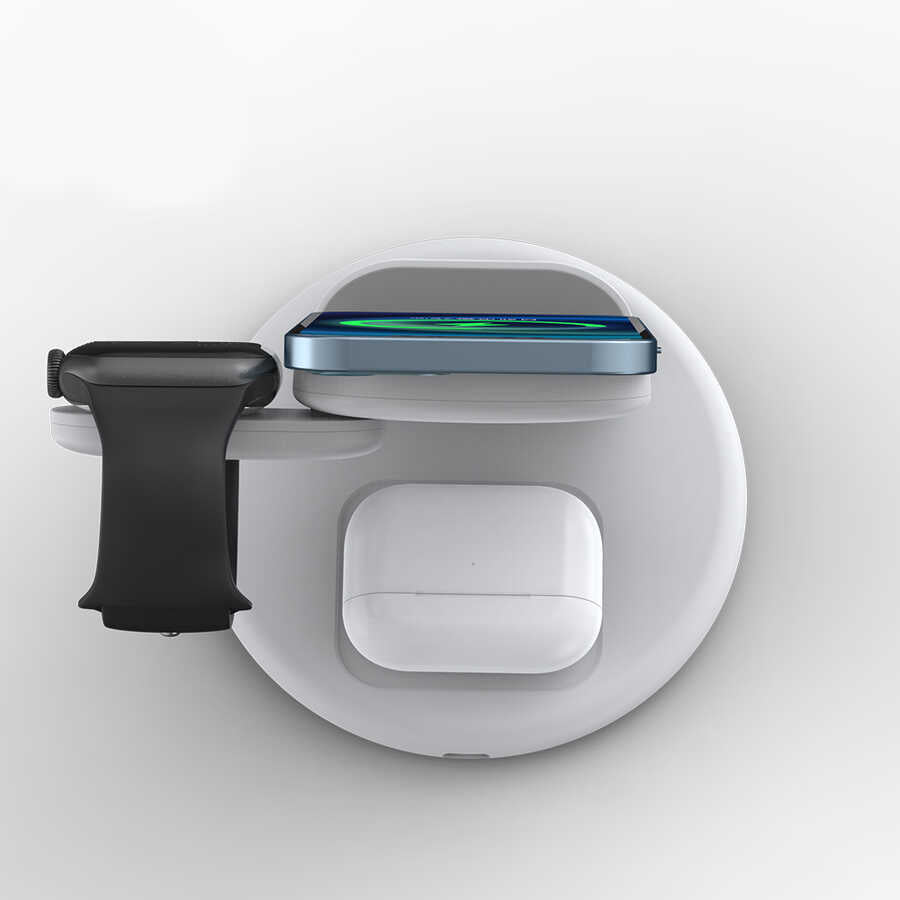 Wiwu Power Air 3 in 1 Kablosuz Şarj Standı Beyaz