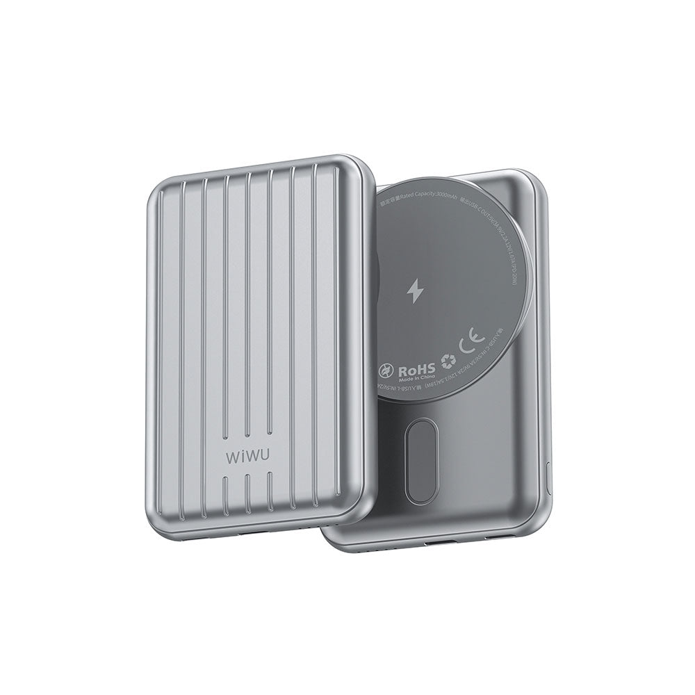 Wiwu PP02 Taşınabilir Wireless Şarj ve PD Hızlı Şarj Özellikli Powerbank 15W 5000mAh Mavi