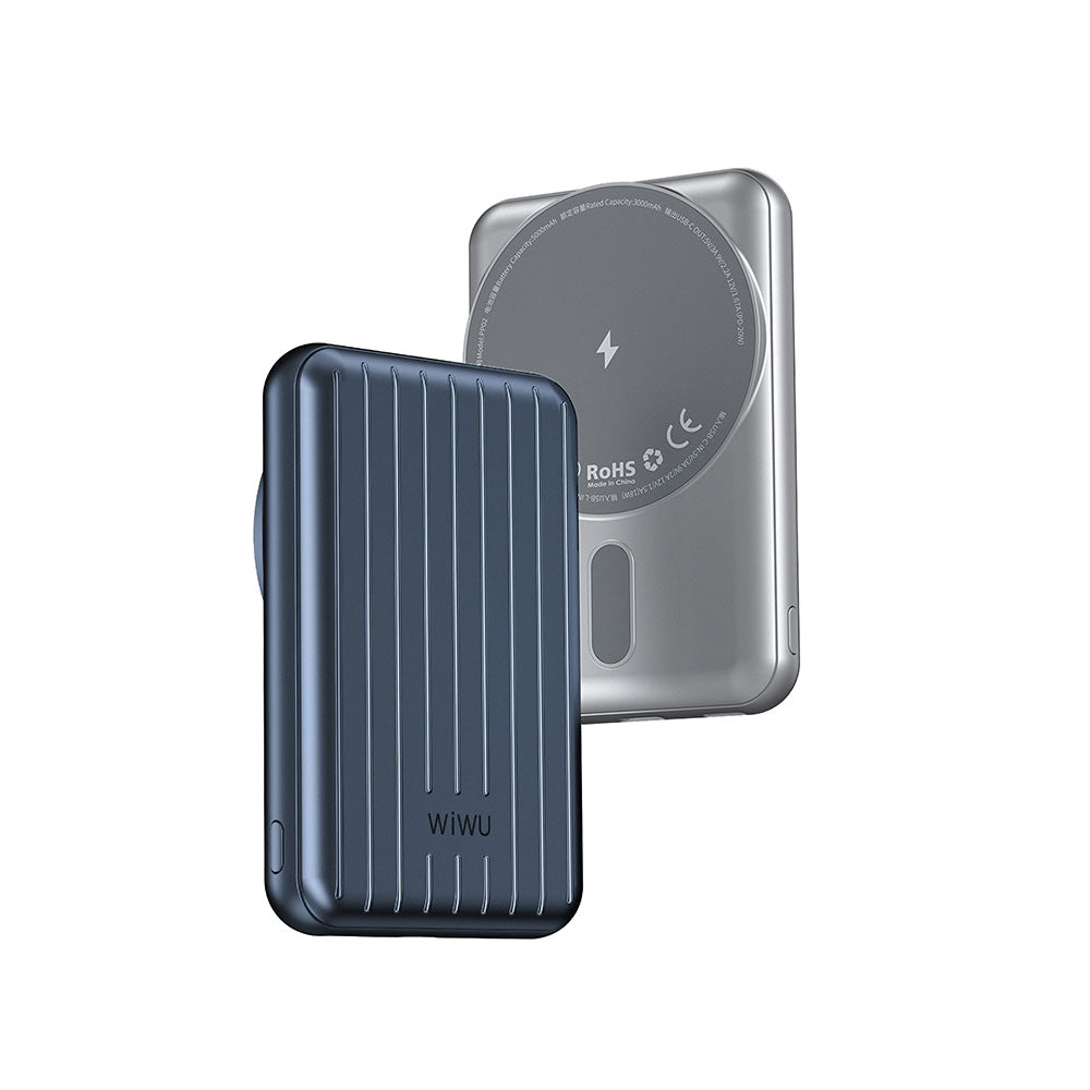 Wiwu PP02 Taşınabilir Wireless Şarj ve PD Hızlı Şarj Özellikli Powerbank 15W 5000mAh Gümüş