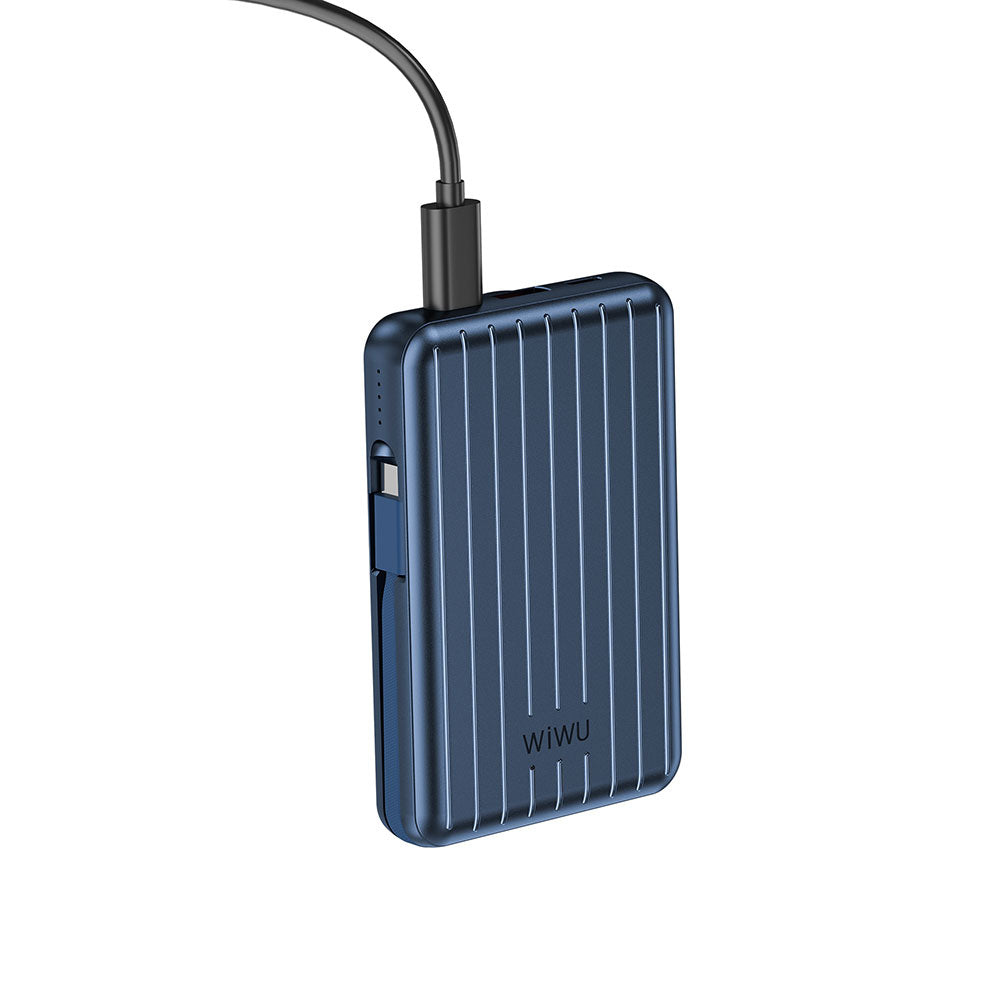 Wiwu PP03 Taşınabilir Wireless Şarj ve PD Hızlı Şarj Özellikli Powerbank 15W 10000mAh Mavi