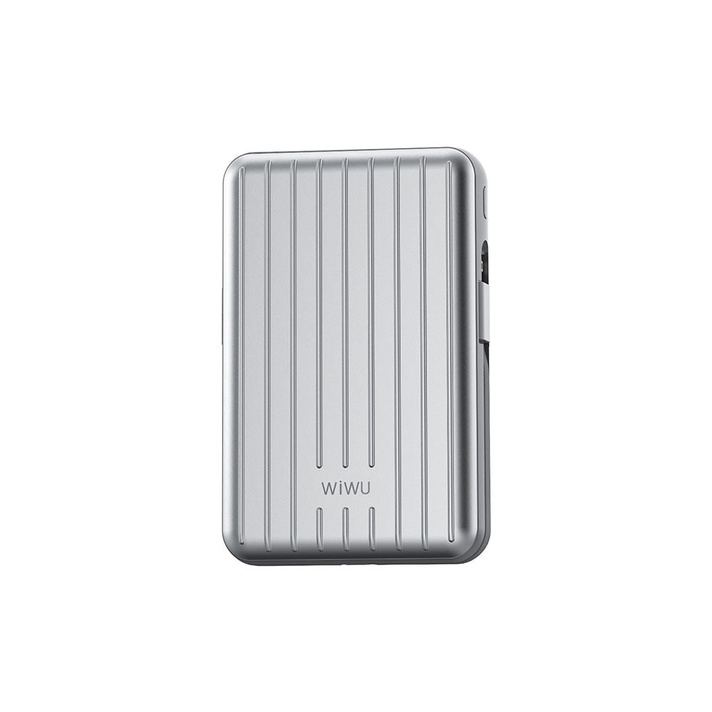 Wiwu PP03 Taşınabilir Wireless Şarj ve PD Hızlı Şarj Özellikli Powerbank 15W 10000mAh Gümüş