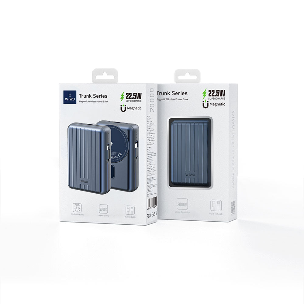 Wiwu PP04 Taşınabilir Wireless Şarj ve PD Hızlı Şarj Özellikli Powerbank 20W 20000mAh Gümüş