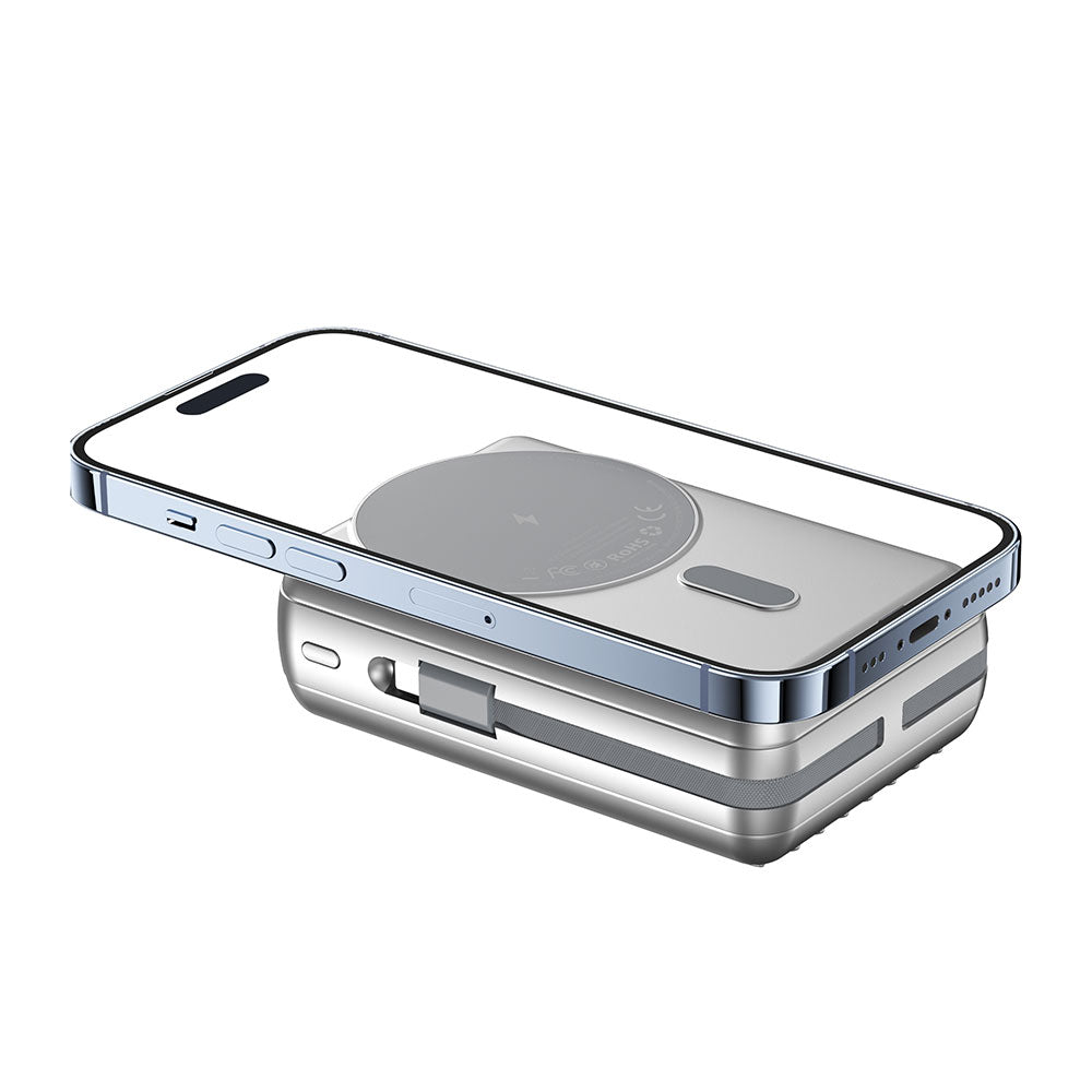 Wiwu PP04 Taşınabilir Wireless Şarj ve PD Hızlı Şarj Özellikli Powerbank 20W 20000mAh Mavi