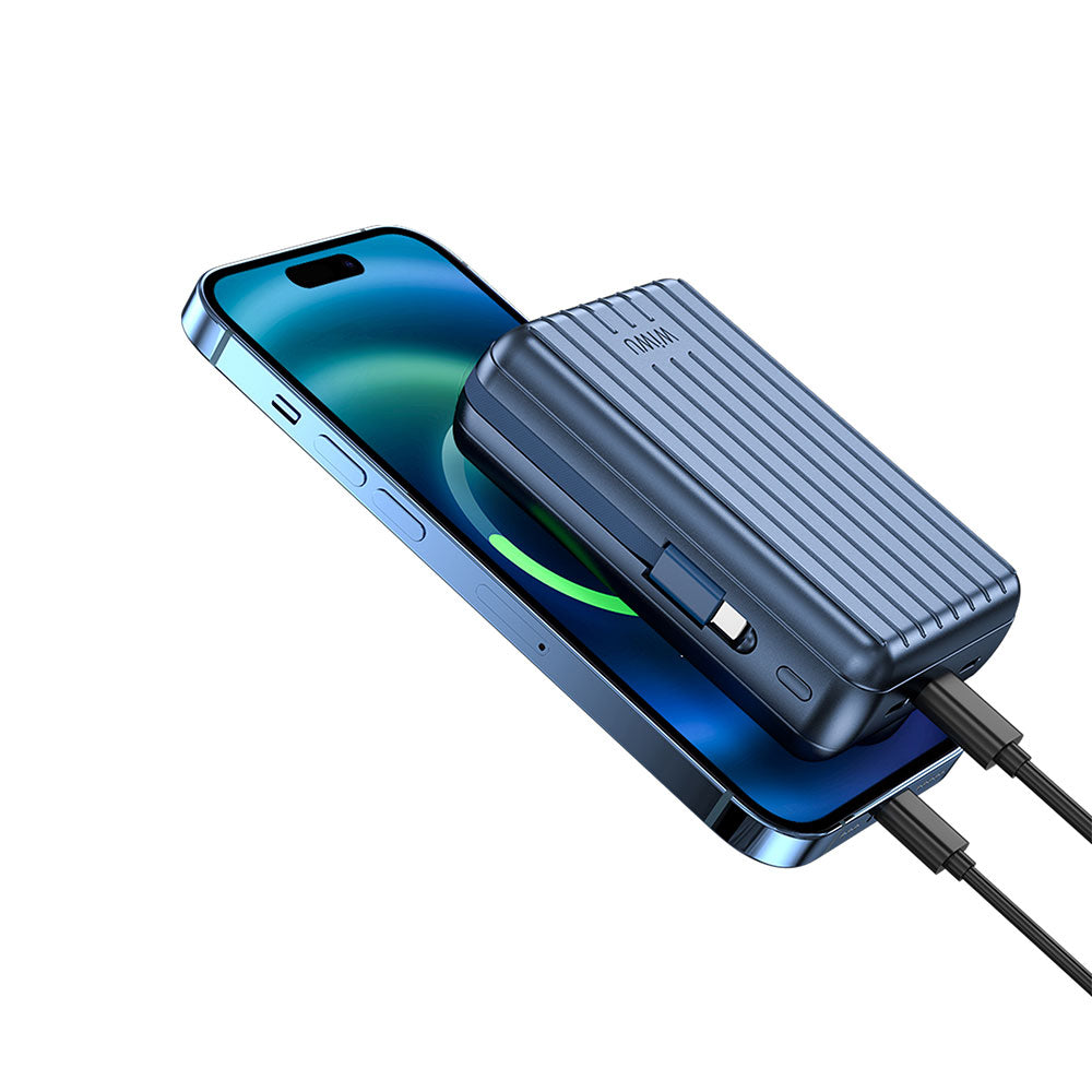 Wiwu PP04 Taşınabilir Wireless Şarj ve PD Hızlı Şarj Özellikli Powerbank 20W 20000mAh Gümüş