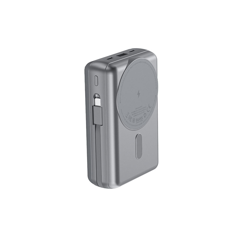 Wiwu PP04 Taşınabilir Wireless Şarj ve PD Hızlı Şarj Özellikli Powerbank 20W 20000mAh Gümüş