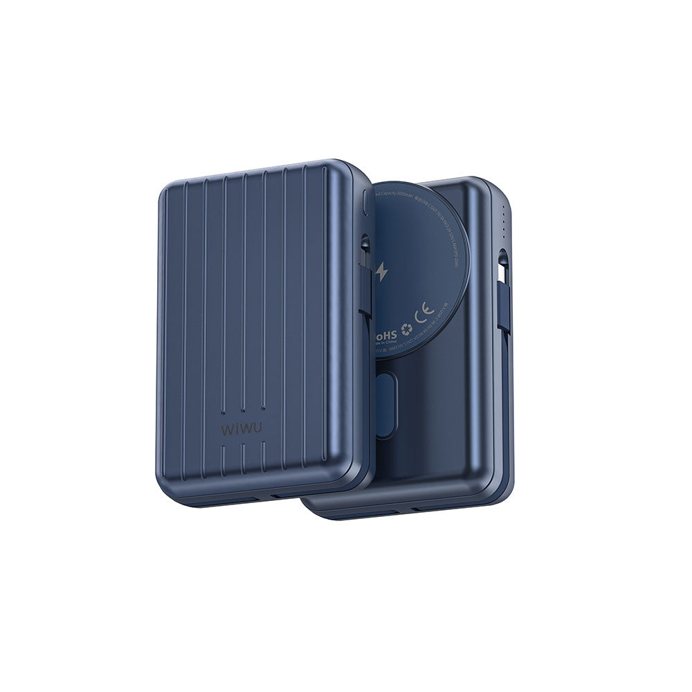 Wiwu PP04 Taşınabilir Wireless Şarj ve PD Hızlı Şarj Özellikli Powerbank 20W 20000mAh Mavi