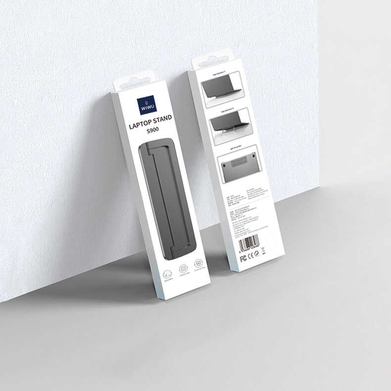 Wiwu S900 Yıkanabilir Yapıştırıcılı Mini Laptop Standı 2 Farklı Yükseklik Ayarı 11-17 inc Uyumlu Gri