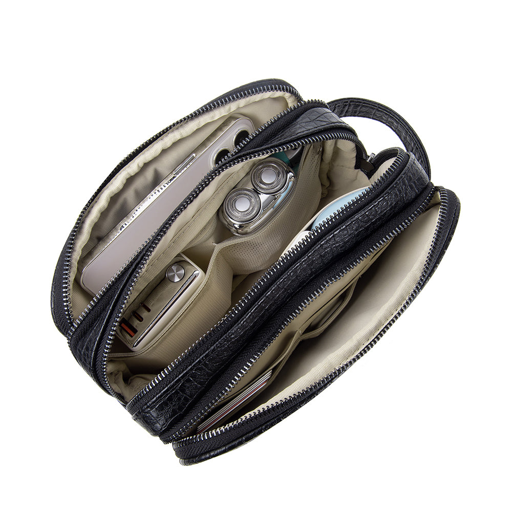 Wiwu Salem Serisi Parmak İzi Kilitli Çok Fonksiyonlu Taşınabilir Mobil Aksesuar Çantası Siyah