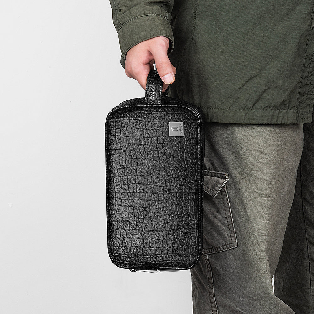 Wiwu Salem Serisi Parmak İzi Kilitli Çok Fonksiyonlu Taşınabilir Mobil Aksesuar Çantası Siyah