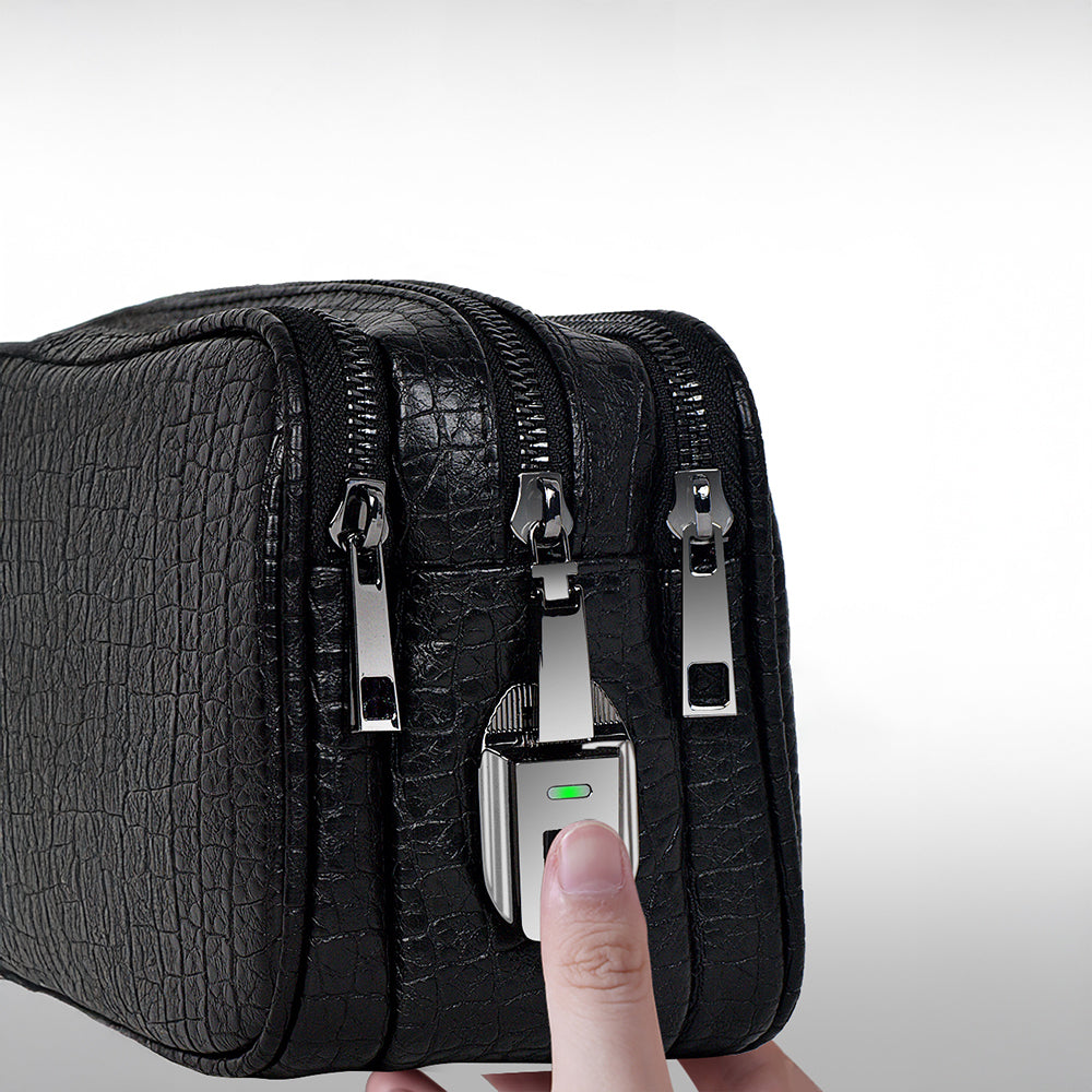 Wiwu Salem Serisi Parmak İzi Kilitli Çok Fonksiyonlu Taşınabilir Mobil Aksesuar Çantası Siyah