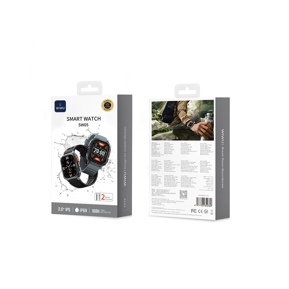 Wiwu SW05 Smart Watch İOS ve Android Uyumlu TFT Ekranlı IP68 Sertifikalı Akıllı Saat Gümüş