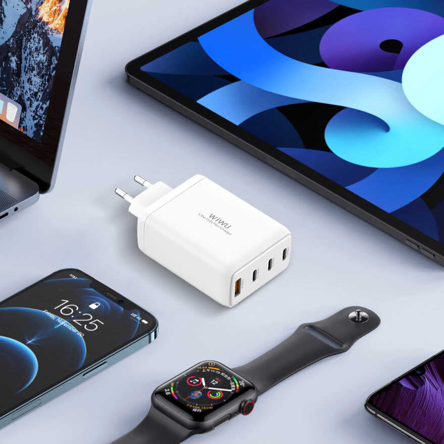 Wiwu TR257-AEU Mini GaN Tech 120W Power Adaptör Beyaz