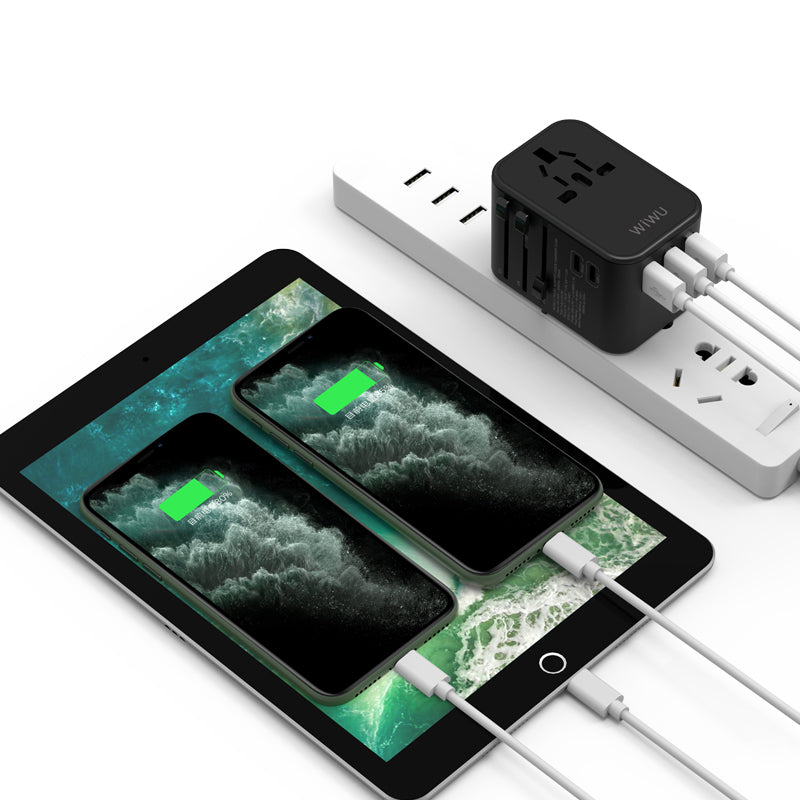 Wiwu UA-303 Çoklu Universal TR/US/UK/AUS/EU Uyumlu Şarj Adaptörü 33.5W Siyah