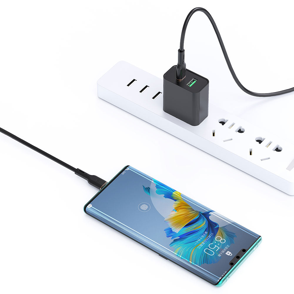 Wiwu Vigor YQ-02 Type-C to Type-C Esnek PD Data Kablosu 100W 480Mbps 1.2M Siyah