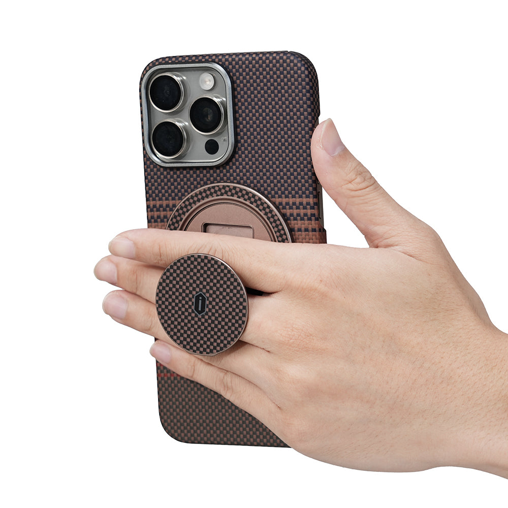 Wiwu Warriors Serisi Aramid Fiber 360 Derece Dönebilen Magnetik Ring Stand Telefon Tutucu Desert Titanyum