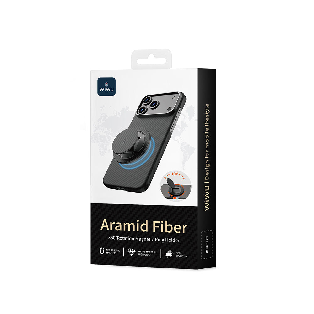 Wiwu Warriors Serisi Aramid Fiber 360 Derece Dönebilen Magnetik Ring Stand Telefon Tutucu Desert Titanyum