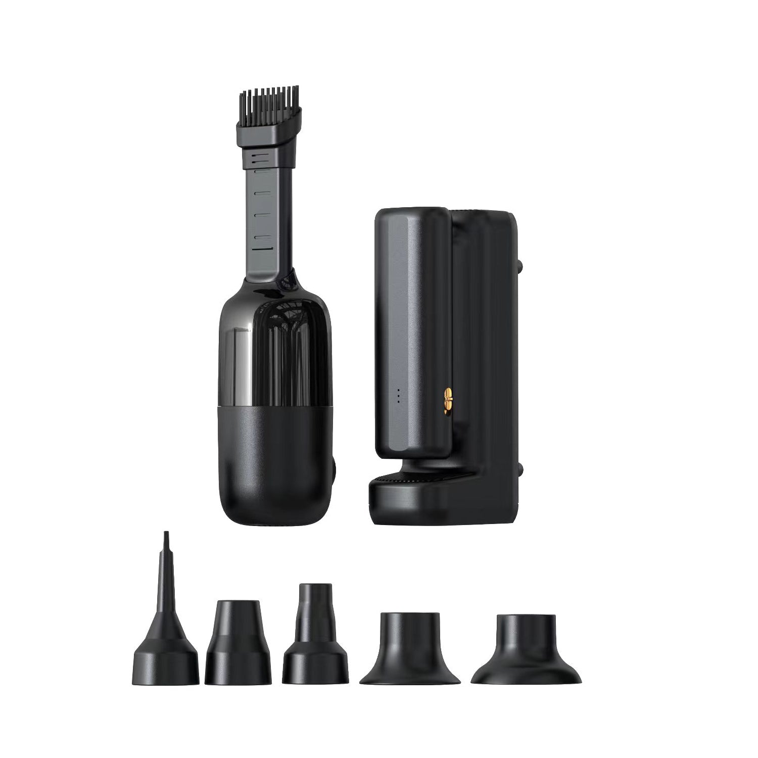 Wiwu Wi-Ai002 5in1 Oto Araç Lastik Şişirme Pompası - Oto Araç Süpürgesi - Vakum Makinesi - Fener Dijital Ekranlı Araç Hava Kompresörü Siyah