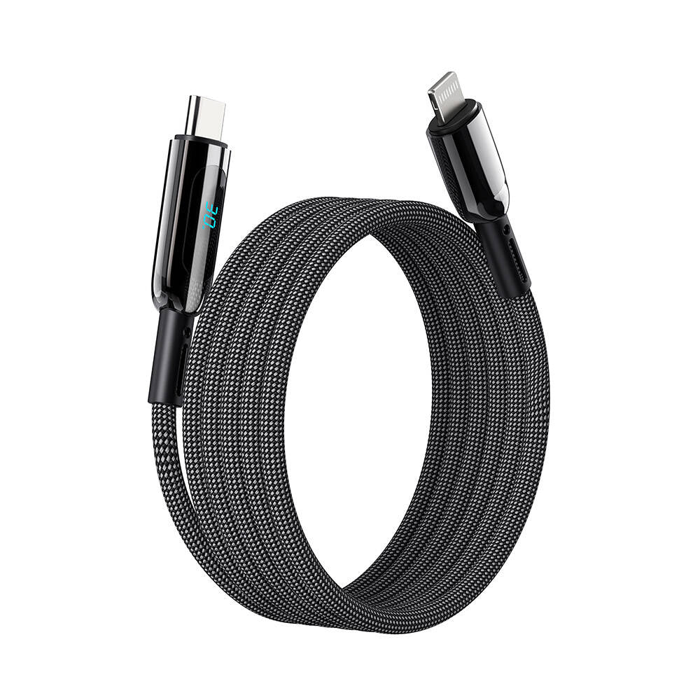 Wiwu Wi-C041 MagQ Çinko Alaşımlı Type-C to Lightning Hızlı Şarj Özellikli Data ve Şarj Kablosu 30W Siyah