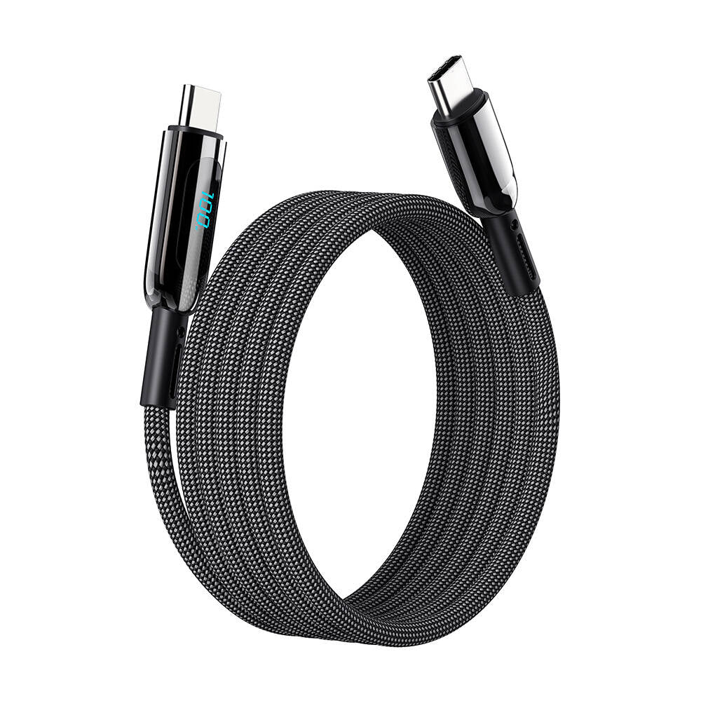 Wiwu Wi-C041 MagQ Çinko Alaşımlı Type-C to Type-C Hızlı Şarj Özellikli Data ve Şarj Kablosu 100W Siyah