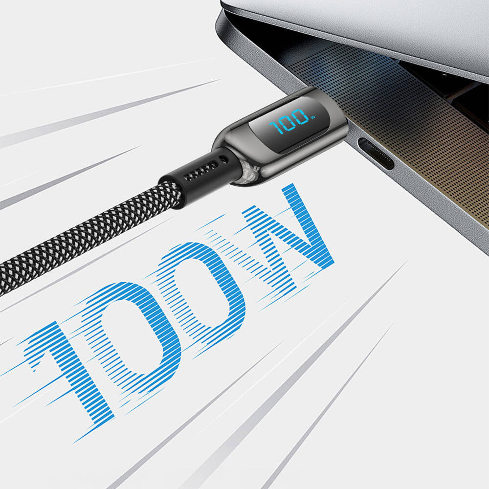 Wiwu Wi-C041 MagQ Çinko Alaşımlı Type-C to Type-C Hızlı Şarj Özellikli Data ve Şarj Kablosu 100W Siyah