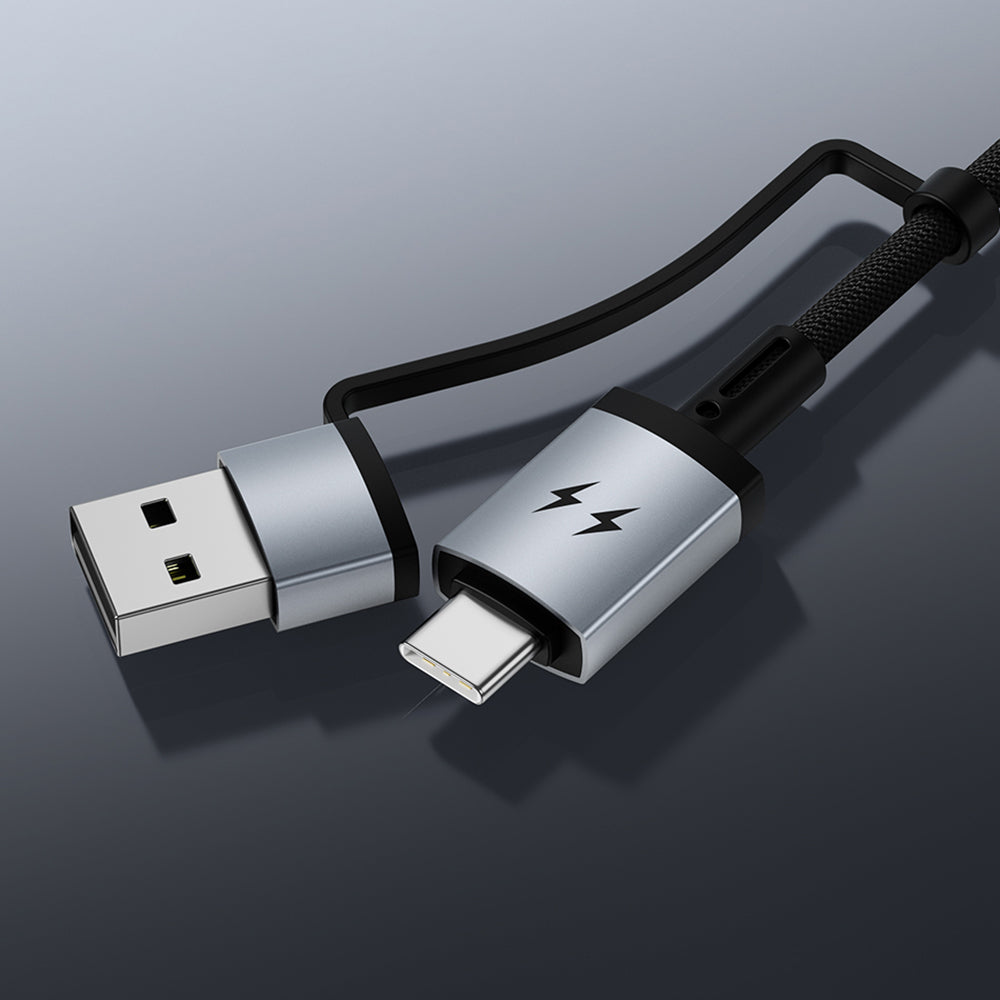 Wiwu Wi-C050 Legend Serisi 3in1 USB-A + Type-C to Lightning – Type-C – Akıllı Saat Şarj Kablosu 100W 1.2M Siyah